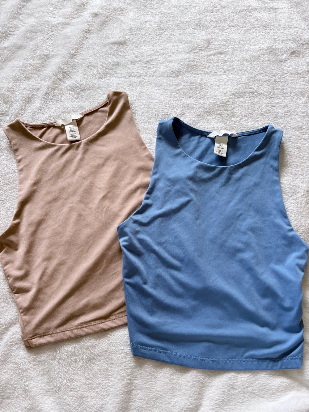 H&M Activewear High Neck Workout Tank Bundle XS Blue & Pale Pink